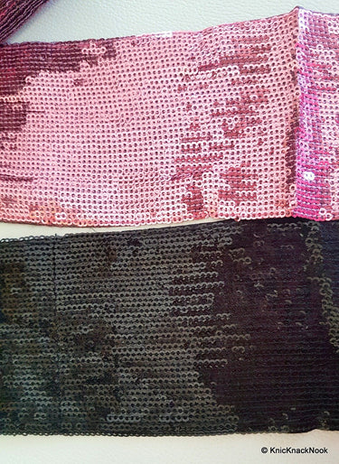 Pink Sequins Trim, Approx. 77mm wide
